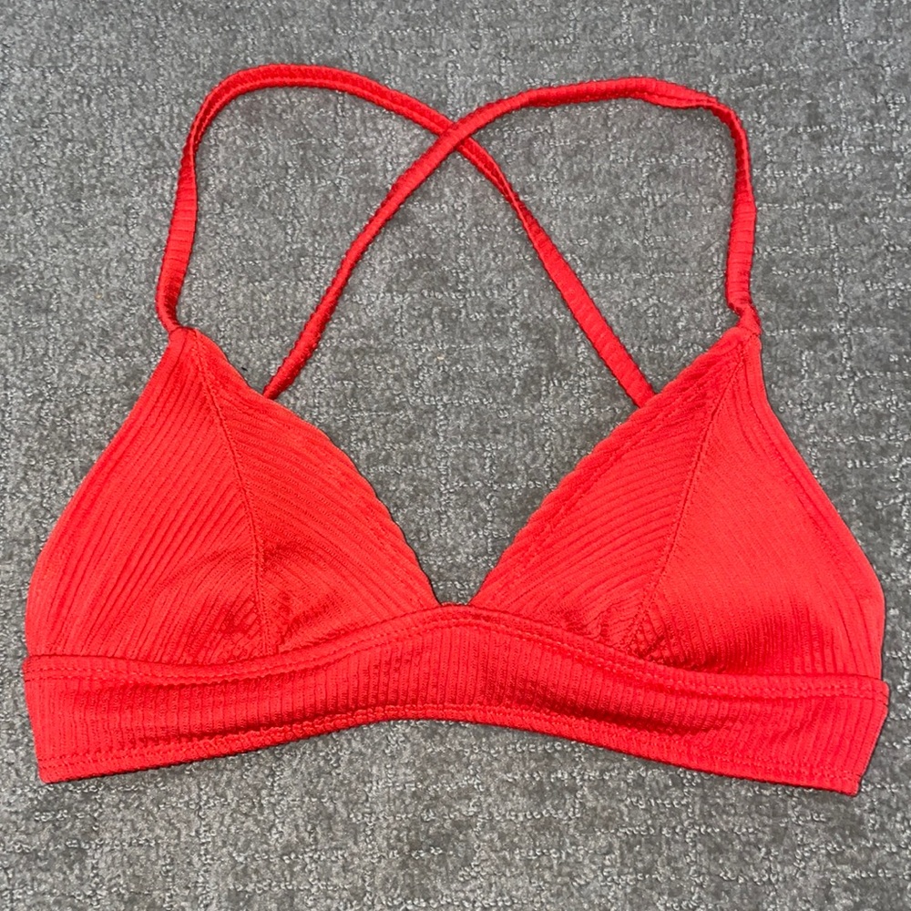 red xhilaration ribbed bikini top